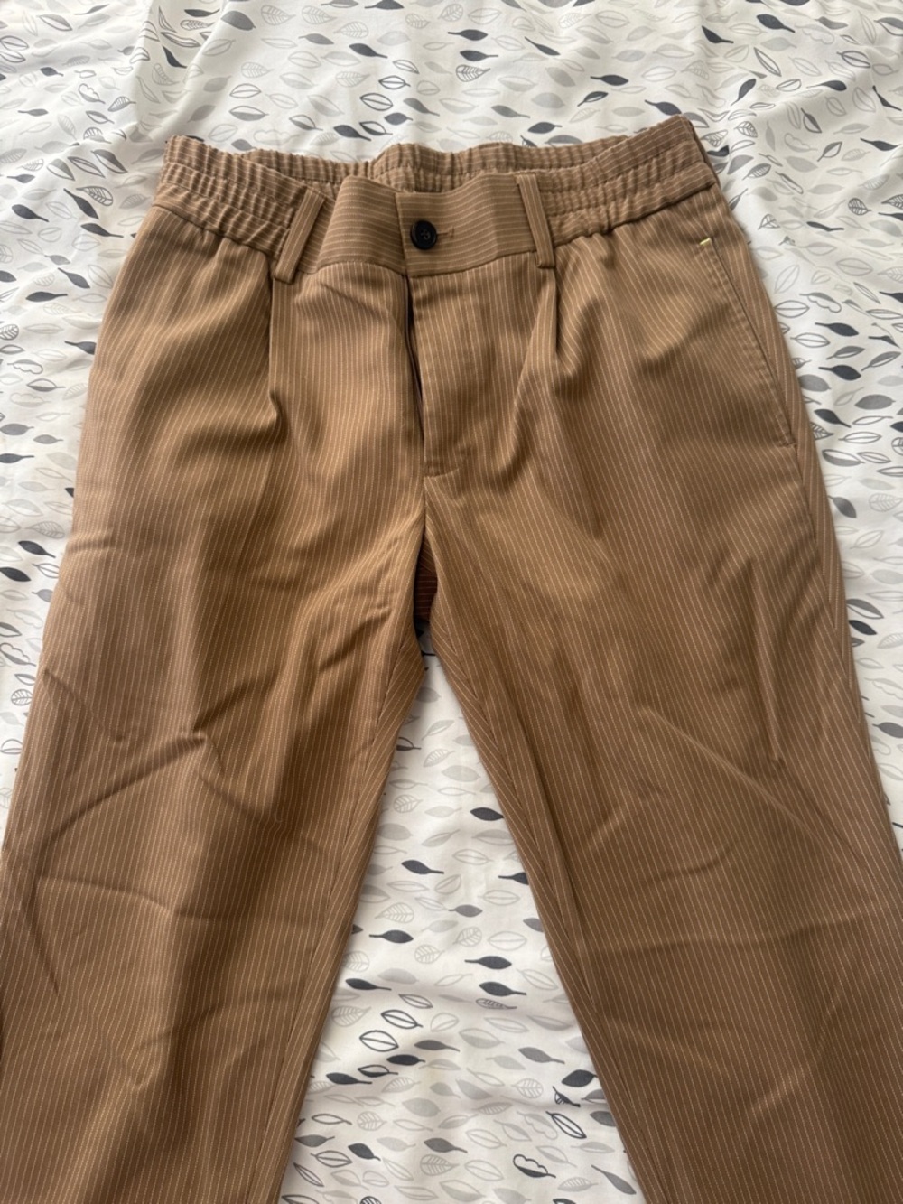 INC International Concepts Tan Pinstripe Pull-On Trousers